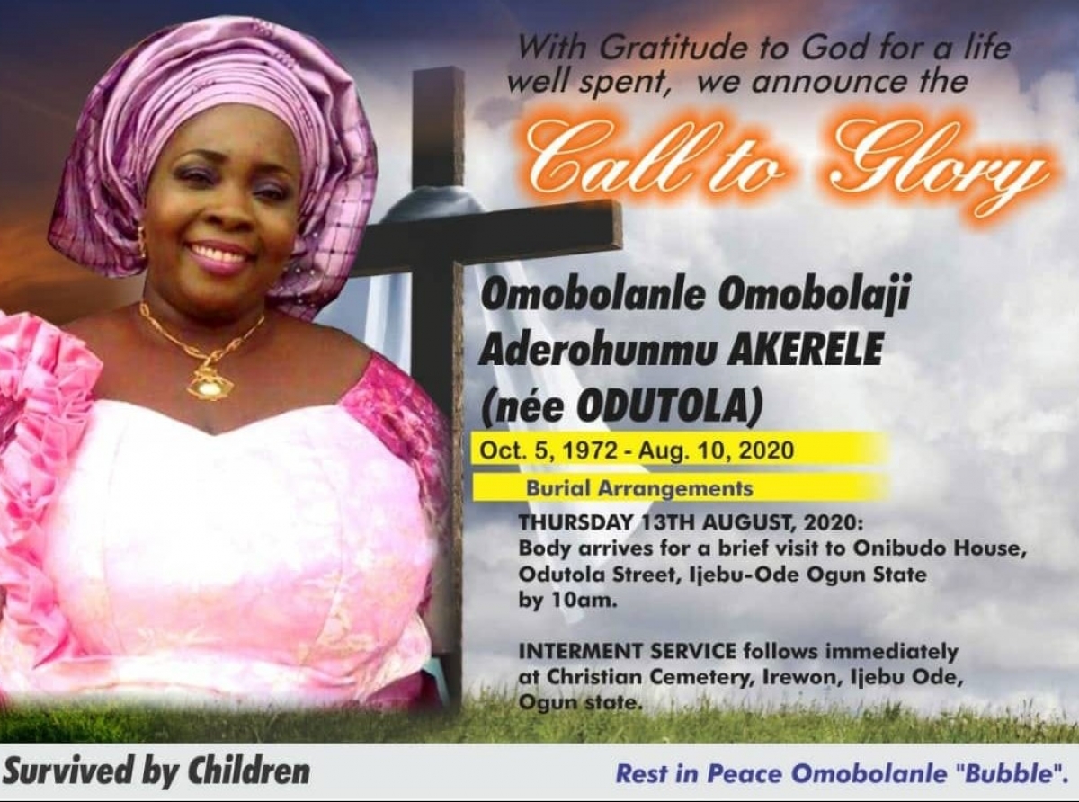 Adeola Odutola’s daughter, Bolanle Bubble dies at 47