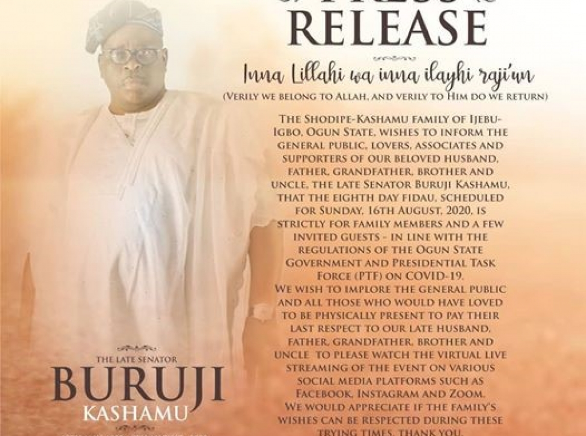 My father’s Fidau is meant for only family members.. Late Buruji Kashamu’s daughter, Sheri, declares