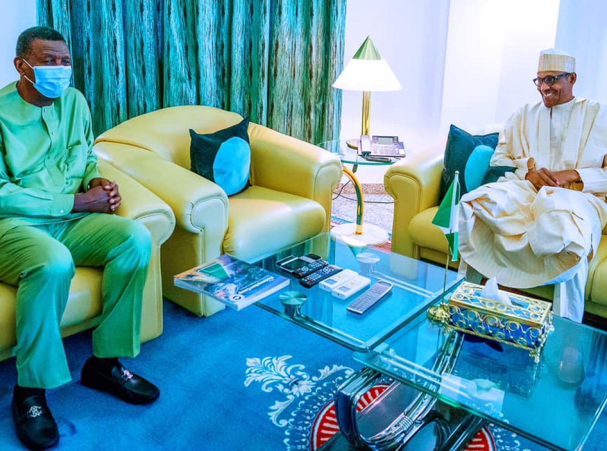 President Buhari rejoices with Pastor Adeboye at 80