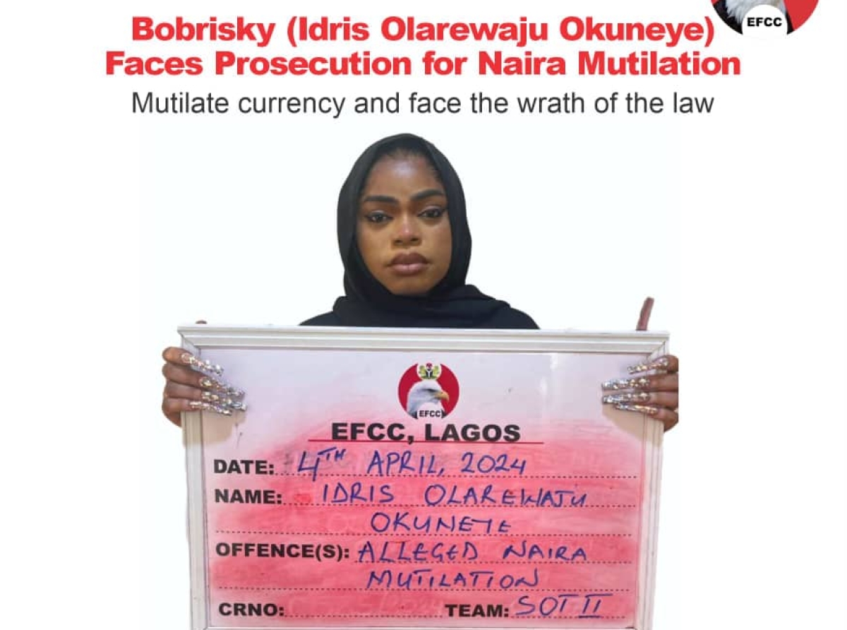 EFCC arrests Bobrisky over Naira abuse